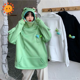 พร้อมส่ง เสื้ออู้ดลายกบน่ารัก เเบบใหม่งานเกาหลี ผ้าดีไม่ซ้ำใคร เสื้อฮู้ดลายกบ 【Cool summer18】