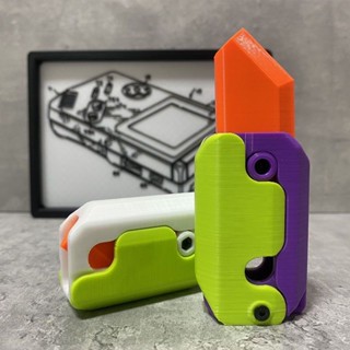 ♝♗3D Gravity Knife Douyin Same Carrot Knife Decompression Push Card Small Toy 3D Printing Gravity Knife มีดแครอทขนาดเล็ก