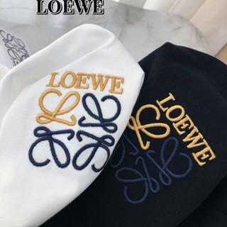 เสื้อยืดแขนสั้น ผ้าฝ้าย ปักลายโลโก้ Loew สําหรับผู้ชาย และผู้หญิง