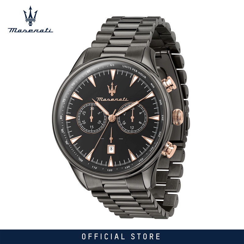 【2 Years Warranty】 Maserati Tradizione 45mm Men's Chronograph Quartz นาฬิกาข้อมือ R8873646001