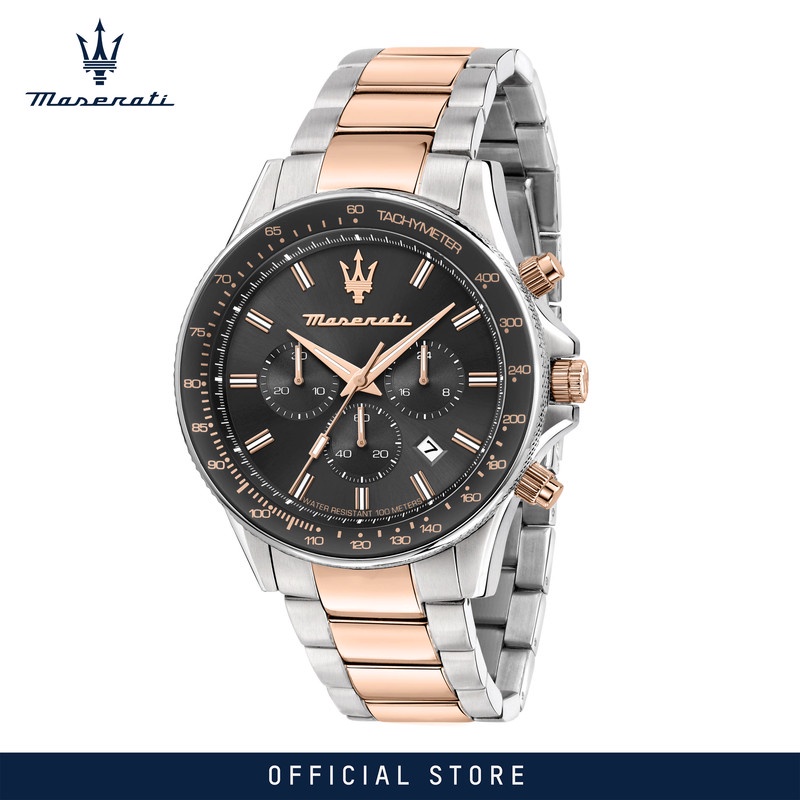 【2 Years Warranty】 Maserati Sfida 44mm Men's Chronograph Quartz นาฬิกาข้อมือ R8873640021 With Lumino