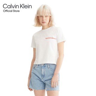 CALVIN KLEIN เสื้อยืดผู้หญิง ทรง  Regular รุ่น J220818 YAF - สีขาว