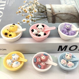 ⊙สมุดสีแดงเล่มเล็กการ์ตูนน่ารัก Sanrio ลูกข้าวเหนียว ช้อนจิ๋ว เครื่องประดับ DIY อาหารสามมิติ ลูกข้าวเหนียวเล็ก