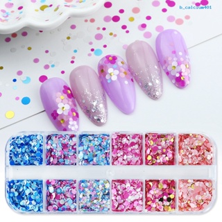 Calciummj 1 Box Nail Art Sequin Shining Sparkling Dazzling DIY Multicolor 12 Grids Mix