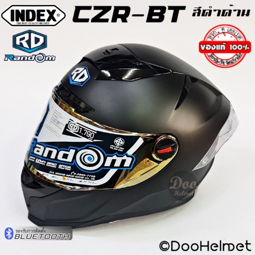 ดำด้านล้วน หมวกกันน็อคเต็มใบ Index RD รุ่น CZR-BT รองรับBluetooth ล่าสุด 2023 นวมถอดซักได้ M-XL
