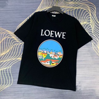 Loewe เสื้อยืดแขนสั้น คอกลม ผ้าฝ้าย เข้ากับทุกการแต่งกาย แฟชั่นเรียบง่าย สําหรับผู้หญิง