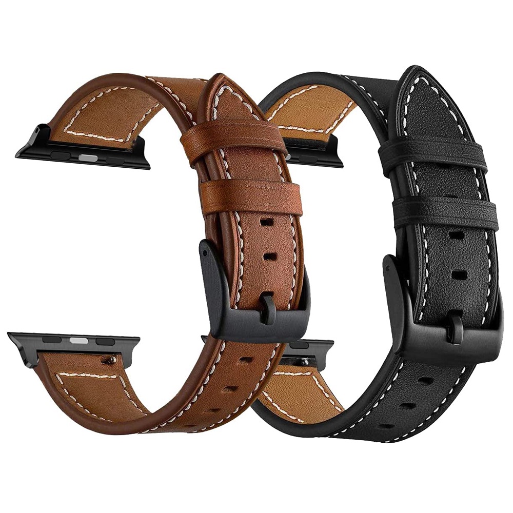 ๑™✽Genuine Leather Wristband for Apple Watch Band 45mm 44mm 42mm 41mm 40mm 38mm Sport Bracelet Strap iWatch SE 7 6 5 4 3