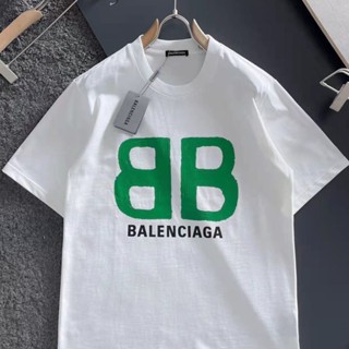 Balenciaga เสื้อยืด พิมพ์ลายโลโก้ แฟชั่นฤดูร้อน สําหรับผู้ชาย และผู้หญิง