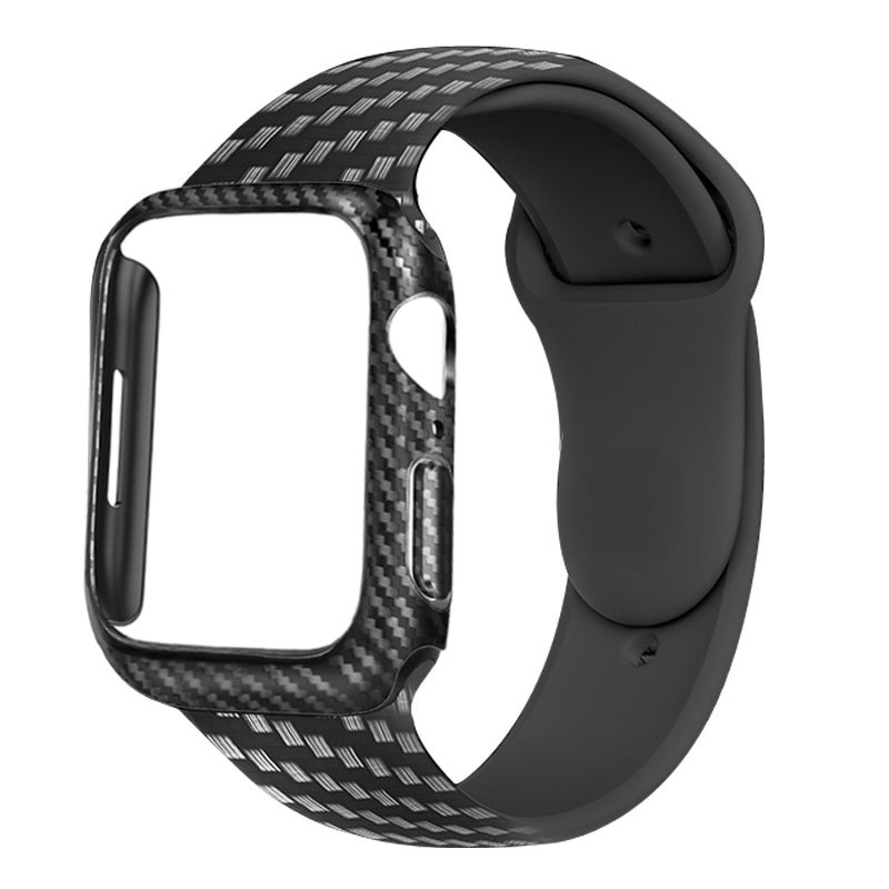 ▬❁✗Case+Strap For Apple Watch band 44mm 40mm 45mm/41mm 42mm 38mm Carbon Fiber silicone watchband bracelet iwatch series