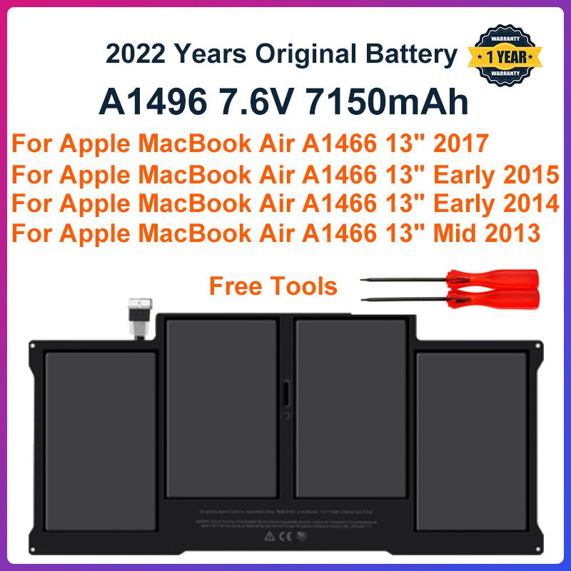 ใหม่แล็ปท็อปแบตเตอรี่ A1496สำหรับ Apple MacBook Air 13 "A1466 2013/2014/2015/2017 MD760LL /A MD761CH /A 7.6V 7150MAh