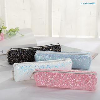 Calciwj Pencil Case Large Capacity Smooth Zipper Stylish Glitter Sequin Stationery Storage Pouch School