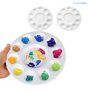 Calciwj 2Pcs 17CM Paint Palette 11 Wells Round Non-stick Easy Clean Kid Adult Student