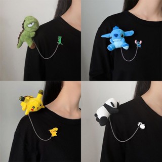 ♤┋เข็มกลัดตุ๊กตา Papa น่ารัก หมีแพนด้าญี่ปุ่น ไดโนเสาร์ Pikachu Chain Puppet Pin จี้กระเป๋าเกาหลี Trendy