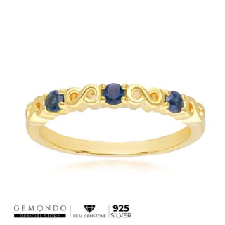 Gemondo แหวนเงินแท้ 925 ประดับไพลิน (Blue Sapphire) ดีไซน์แหวนอินฟินิตี้ : แหวนพลอยผู้หญิง