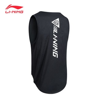 ☈Li Ning เสื้อกั๊กกีฬาแห้งเร็วชายออกกำลังกายวิ่งฤดูร้อนผ้าไหมน้ำแข็งส่วนบางรอบคอแขนกุดดูดซับเหงื่อชุดชั้นในชาย