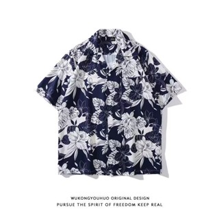 เสื้อเชิ้ตฮาวาย เสื้อHawaiiสไตล์เกาหลี เสื้อเชิ้ตแขนสั้นเสื้อสงกรานต์ ใส่ได้ทั้งชาย-หญิง Hawaii 100 แบบ ขนาด: M L XL 2XL 3XL รุ่น 2118