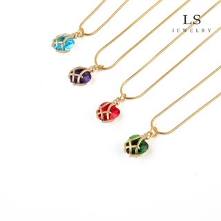 jewelry สุภาพสตรีสร้อยคอทองคำ 18k จี้ทองดีไซน์วินเทจลูกปัดสีแดงของขวัญปาร์ตี้ 398n