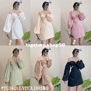 พร้อมส่ง เดรสต่อแขนเว้าเอว มีเชือกผูกคอ#TL2401 LYDIA DRESS