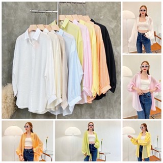 ‘พร้อมส่ง’ siwashop #6017 เสื้อคลุม ทรงเชิ้ตคอปก รุ่นนี้ผ้าโปร่ง มีดีเทล์เป็นลายทางเล็กๆริ้วๆ ดูดีมีลูกเล่น น่าตำมากค่า