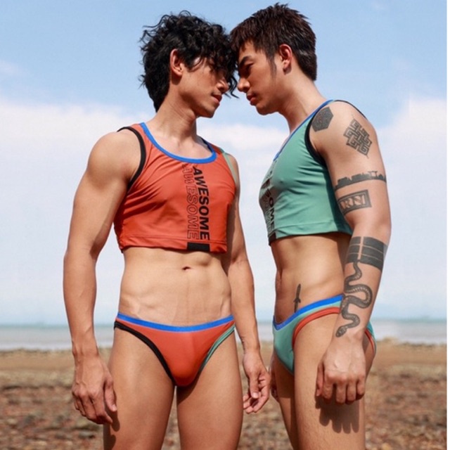TP01 men's two piece swimwear ชุดว่ายน้ำชาย 2 ชิ้น awesomesport.