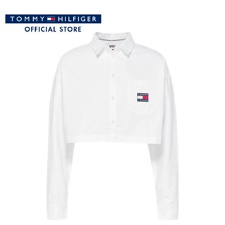 Tommy Hilfiger เสื้อครอปผู้หญิง รุ่น DW0DW15041 YBR - สีขาว