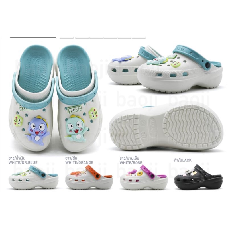 รองเท้าแตะ BAOJI B037-132 MASHMALLOW  แบบสวม รุ่นใหม่ ส้นสูง 2 นิ้ว มีสายคาดด้านหลังได้