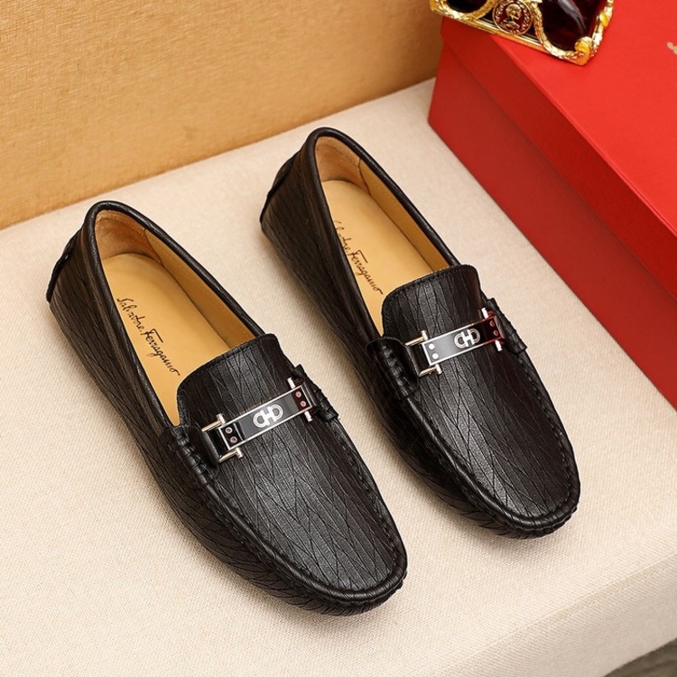๑✥【Ready Stock】ferragamo Men Leather Shoes Loafer Fashion