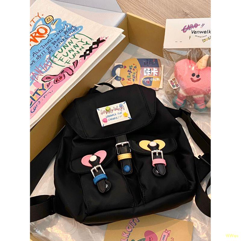 🌊สปอตสินค้า🌊VANWALK กระเป๋านักเรียนแคนดี้เกิร์ลกระเป๋าเป้สะพายหลังน้ำหนักเบา ins