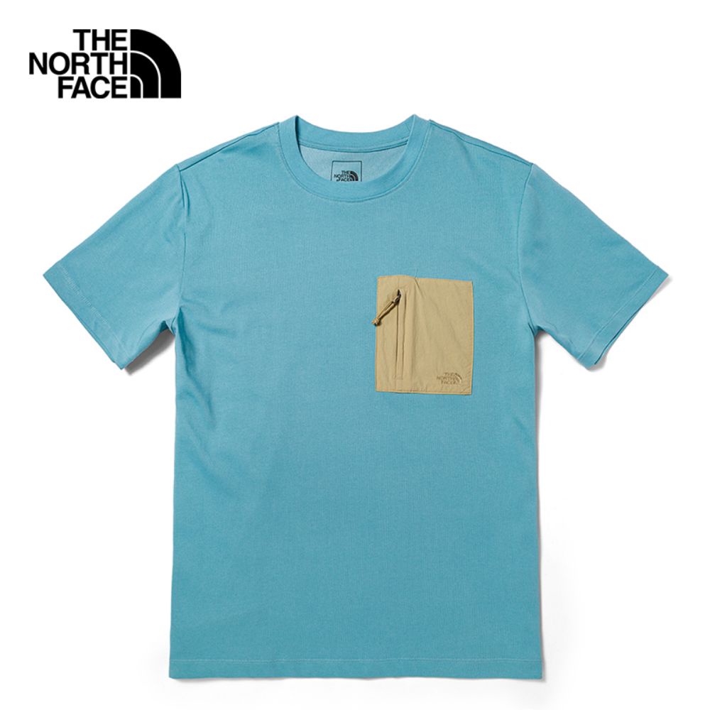 THE NORTH FACE M S/S HYBRID POCKET TEE - REEF WATERS เสื้อยืดแขนสั้น ผู้ชาย (ดูตารางไซซ์ ASIA/AP)