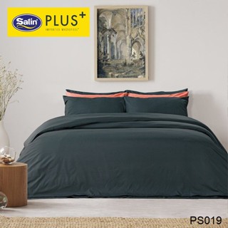 Satin Plus (ครบเซ็ต) ผ้าปูที่นอน+ผ้านวม 3.5ฟุต 5ฟุต 6ฟุต สีเทา Gray PS019 #ซาตินพลัส เครื่องนอน ชุดผ้าปู ชุดผ้าปูเตียง