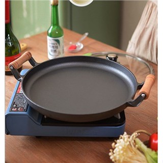 【จัดส่งภายใน 24 ชม】Double-Eared cast iron skillet กระทะเหล็กหล่อกลมสองหู 32cm