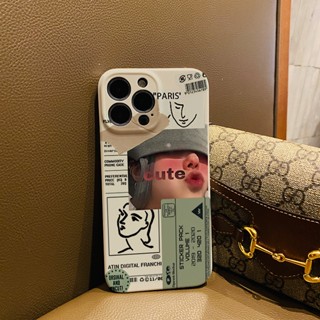 ฟิล์มแข็ง เคส iphone 14 pro Max 11 13 12 7Plus 8 X XS Max แฟชั่น เด็กผู้หญิง เคสโทรศัพท์