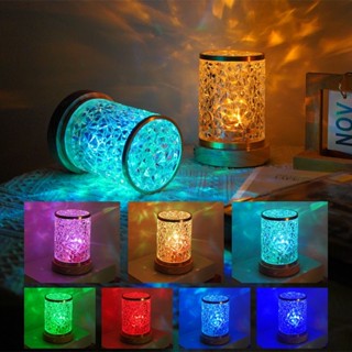 ¤Sunset Water Ripple Night Light โคมไฟตั้งโต๊ะข้างเตียงชาร์จบรรยากาศห้องนอนฉายแสงโรแมนติก