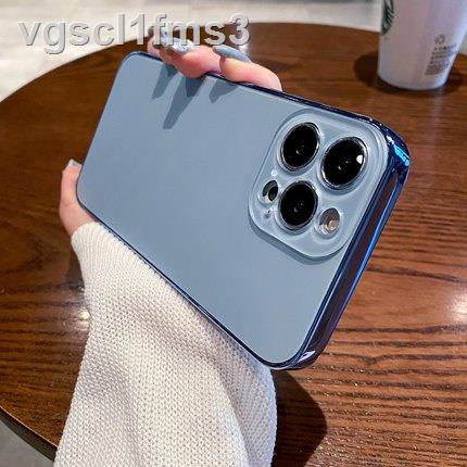 ▲♠❒Premium Far Peak Blue Plating Frosted PC Case for IPhone 14 11 13 12 Pro Max 14 Plus All Inclusiv