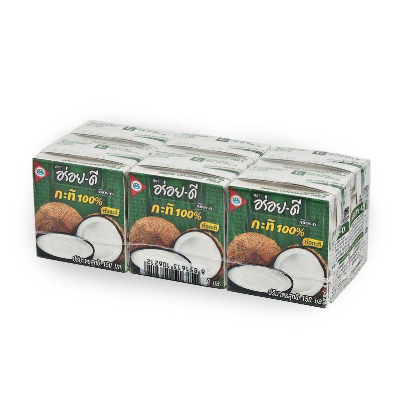 [พร้อมส่ง!!!] อร่อยดี กะทิ 100% 150 มิลลิลิตร x 6 กล่องAroi-D Coconut Milk 150 ml x 6 Boxes