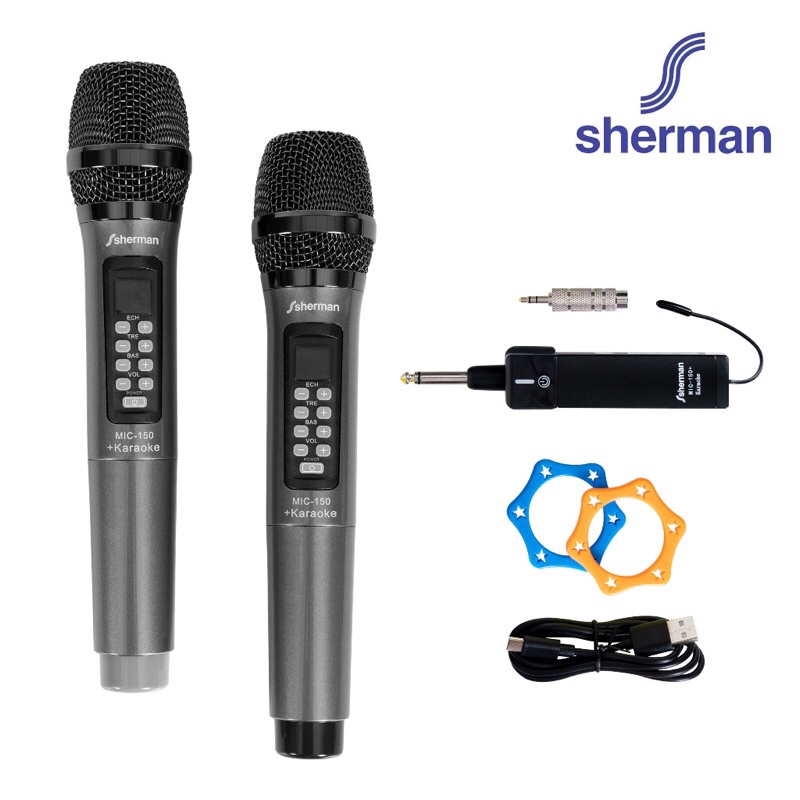 ❍▼♈SHERMAN MIC-150+Karaoke ไมโครโฟนแบบไร้สาย ไมค์ลอยร้องเพลง ความถี่ UHF 40 CH Wireless Microphone
