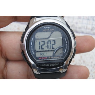 นาฬิกา Vintage มือสองญี่ปุ่น CASIO WV-587 ระบบ WAVE CEPTER SOLAR ผู้ชาย LCD Digital หน้าปัด 43มม