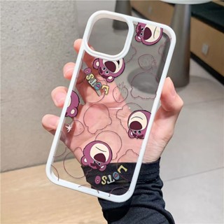 เคสโทรศัพท์มือถืออะคริลิคใส แบบแข็ง ลายหมีสตรอเบอร์รี่น่ารัก สําหรับ iphone 14 pro Max 11 13 12 7Plus 8 X XS Max