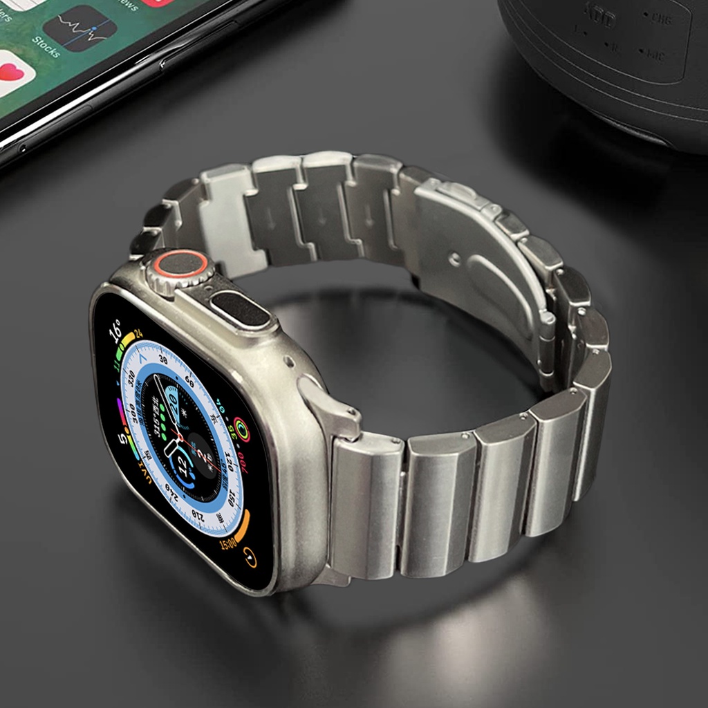สายนาฬิกา applewatch สายไทเทเนียมแข็งสำหรับ Apple Watch 8 Ultra 49mm Band 8 7 SE 6 45mm 44mm 42MM สร้อยข้อมือหรูหราสำหรั