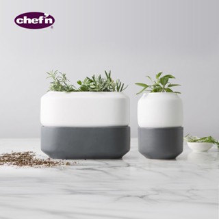 Chefn Self Watering Herb Pot - Oss White กระถางปลูกสมุนไพร รดน้ำอัตโนมัติ