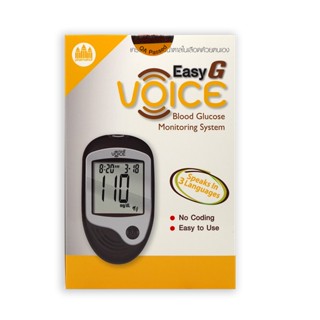 เครื่องวัดระดับน้ำตาลในเลือดด้วยตนเอง Easy G Voice พร้อมแผ่นวัด และเข็มเจาะเลือดอย่างละ 25 ชิ้น