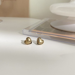 𝐋𝐀𝐃𝐘.𝐋𝐔𝐗𝐔𝐑𝐘 -[Silver925] Vintage gold Heart Stud ต่างหูก้านเงินแท้👑