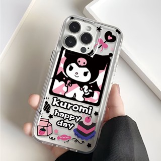 เคสโทรศัพท์มือถือแบบใส กันกระแทก ลายอวกาศ Kuromi Happy Day แฟชั่น สําหรับ iphone 14 Pro Max 11 13 12 7Plus X XS Max 8 7