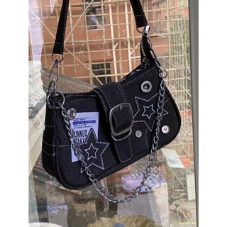 🔥สปอต🔥New Star Denim Underarm Bag Poster Chain Bag