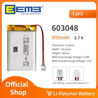 EEMB 603048 3.7V แบตเตอรี่1200MAh แบตเตอรี่ลิเธียมโพลิเมอร์แบบชาร์จไฟได้สำหรับ Dashcam,ไฟฉาย,ลำโพงบลูทูธ,GPS,กล้อง