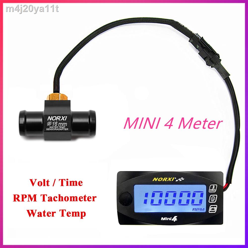 4 IN 1 RPM Meter Motorcycle KOSO Mini 4 Tachometer Water Temperature Clock Voltmeter Gauge Tach Hour