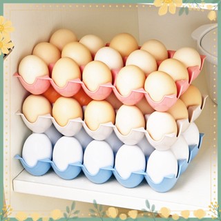 ❥2Pcs Eggs Rack Multi-Color Reusable Plastic 15 Grids Eggs Storage Plate for Kitchen