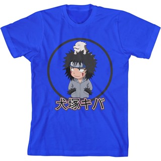 Naruto Classic Kiba Character With Kanji Youth Boys Royal Blue Tee