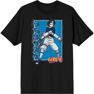 เสื้อยืดสีดำผู้ชาย Naruto Shippuden Sasuke Uchiha Bladed Weapons