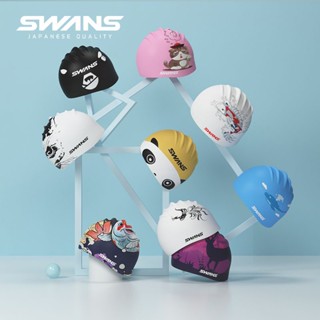 Swans หมวกว่ายน้ำหนึ่งขนาดผู้หญิงผู้ชายผมยาวกันน้ำหมวกว่ายน้ำเด็กน่ารักซิลิโคนการ์ตูนญี่ปุ่นหมวกว่ายน้ำ